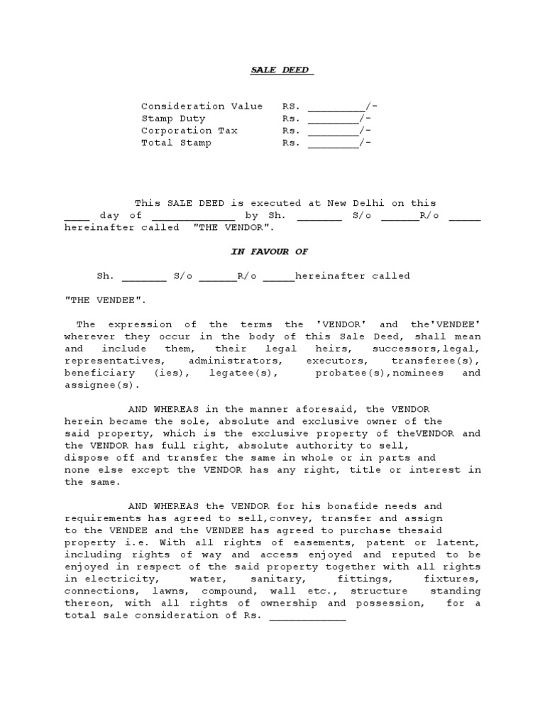 Real Estate India Legal Deed Formats by Assetventures.in ...
