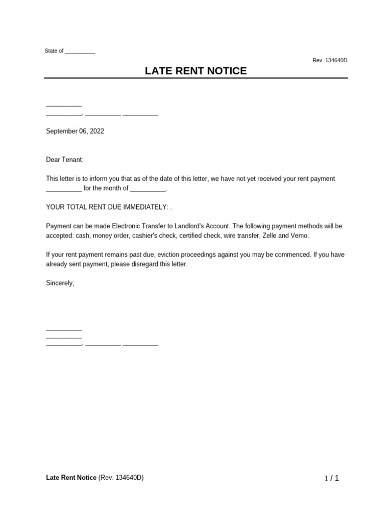 Late Rent Notice NY | PDF