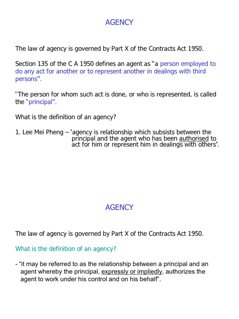 Law of Agency  PDF  Law Of Agency  Estoppel