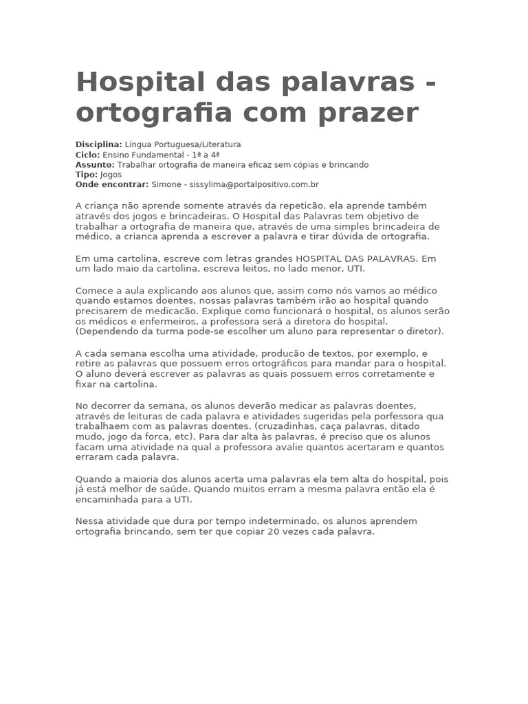 Hospital Das Palavras | PDF
