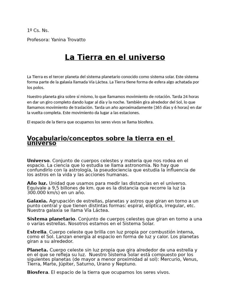 La Tierra en el Universo: Movimientos y Conceptos | PDF | Tierra | Luna