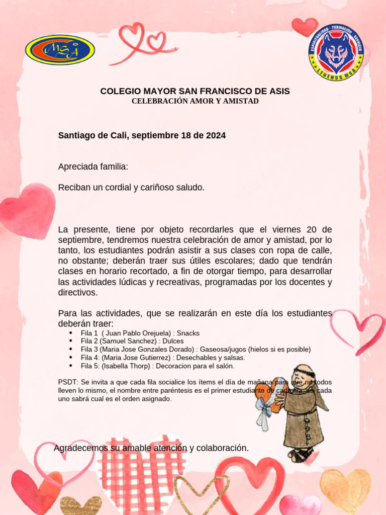 CELEBRACI%C3%93N+AMOR+Y+AMISTAD | PDF