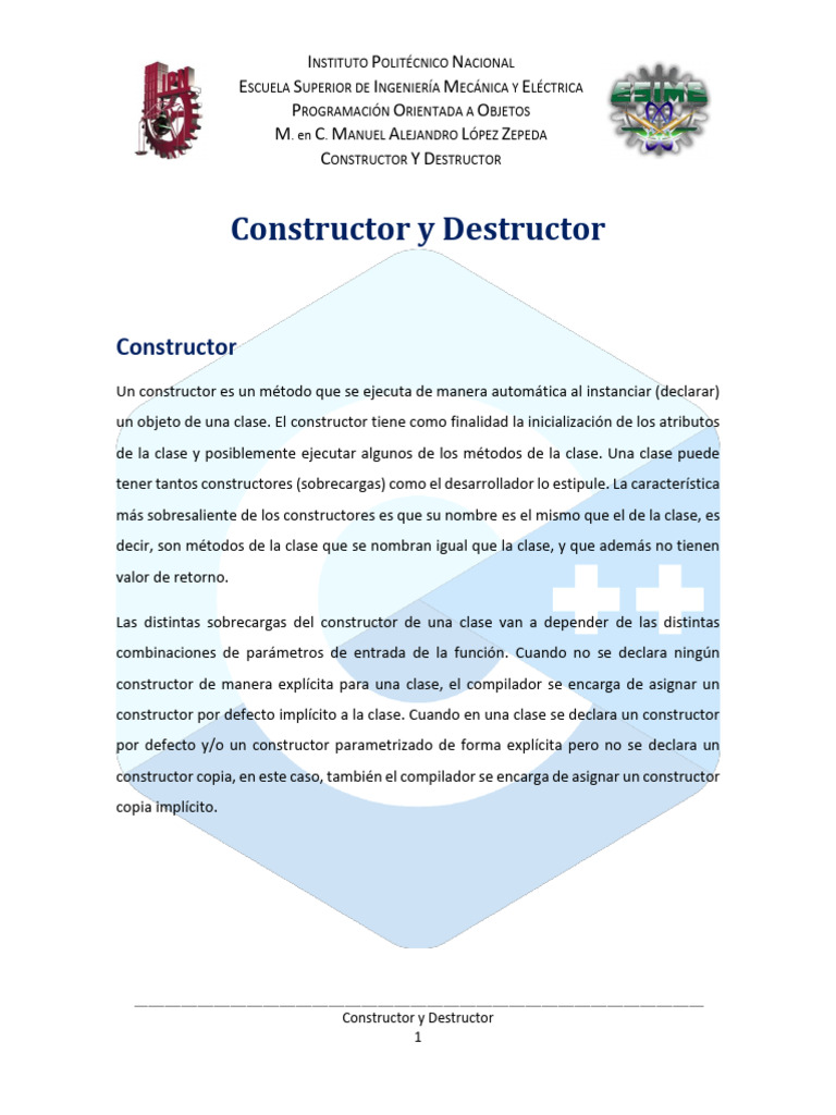 UII - 04 - Constructor y Destructor | PDF | Constructor (Programación ...