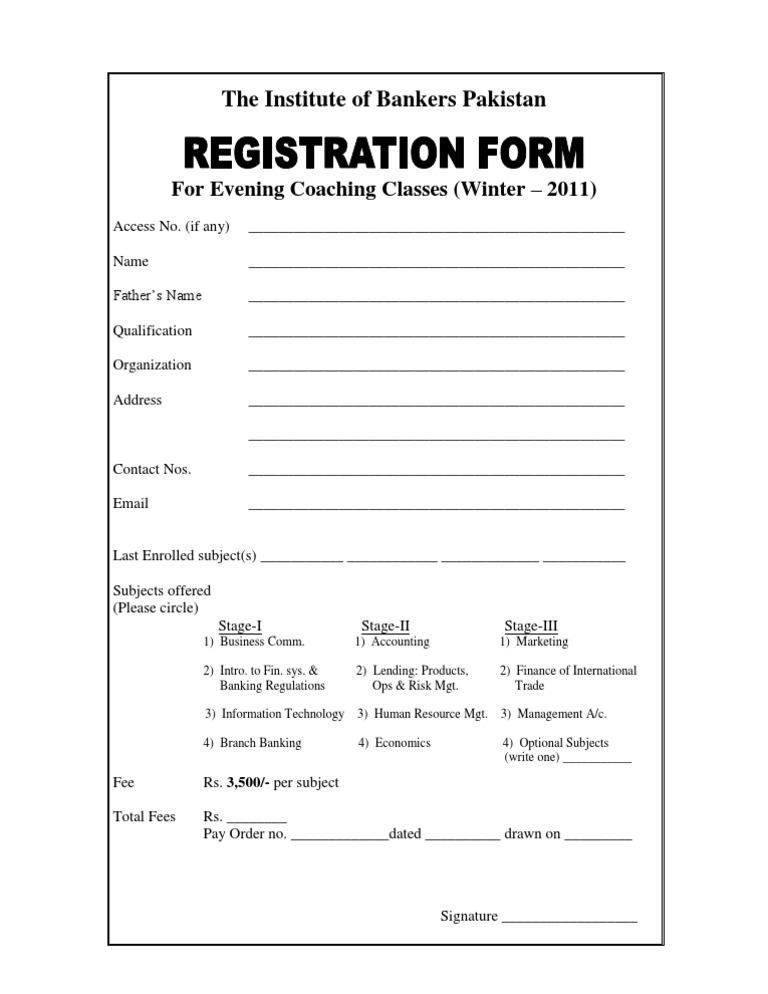 Evening Coaching Registration Form | PDF