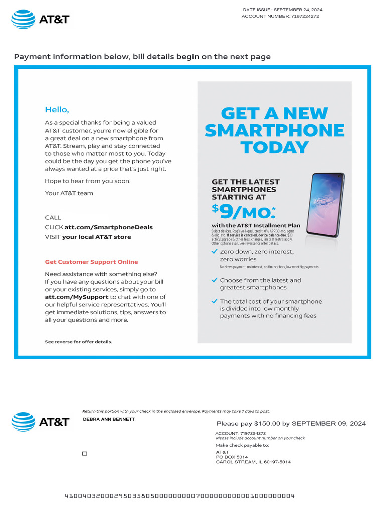 AT&T Bill Payment Instructions | PDF | Cheque | Internet