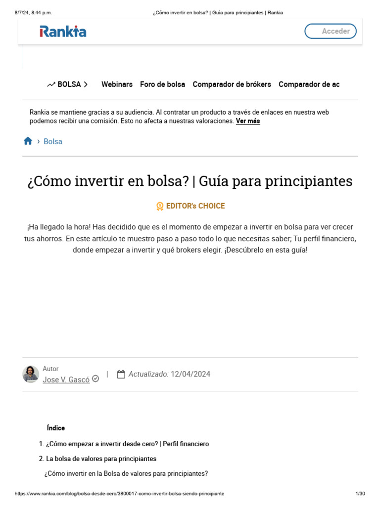 Guía para Invertir en Bolsa desde Cero | PDF | Compartir (Finanzas ...