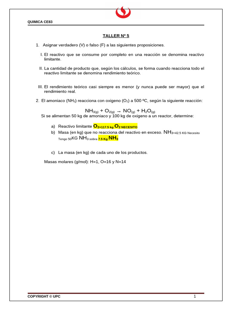 Ce83 Taller 5 Química | PDF