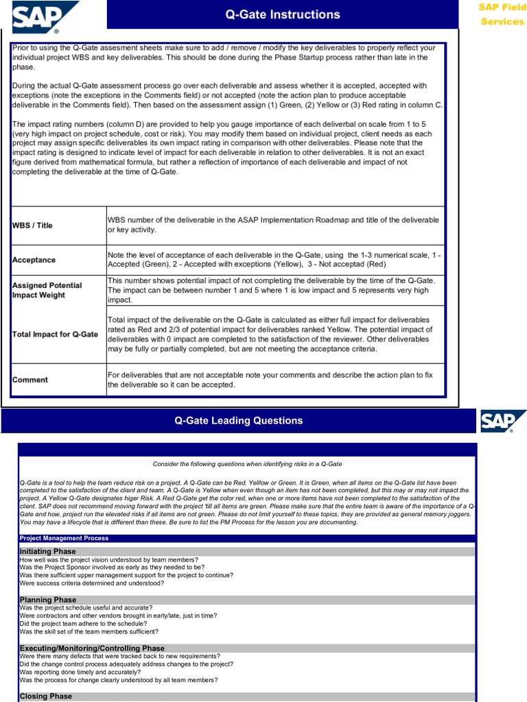 Q-Gate Assessment Document | PDF | Project Management | Business Process