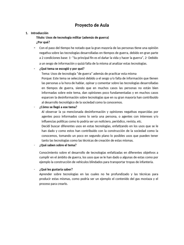 Proyecto de Aula | PDF