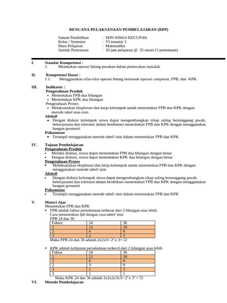 RPP KPK Dan FPB | PDF