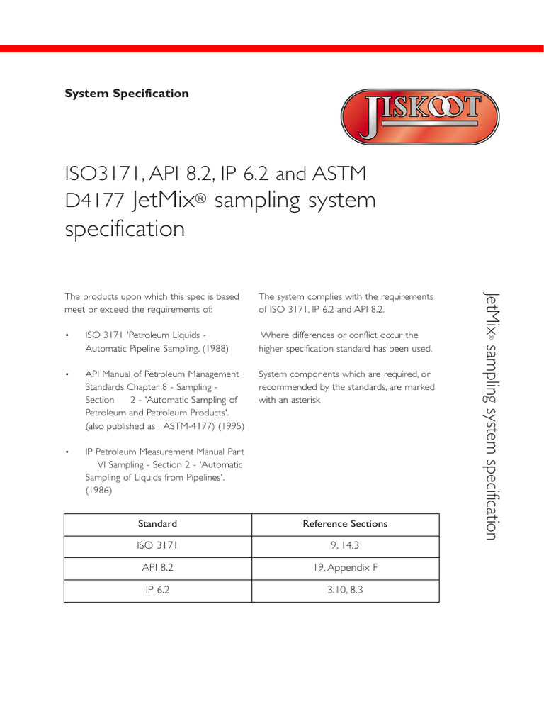 ZZ 1207741265 JetMix Sampling System SpecificationGenericR2 | PDF