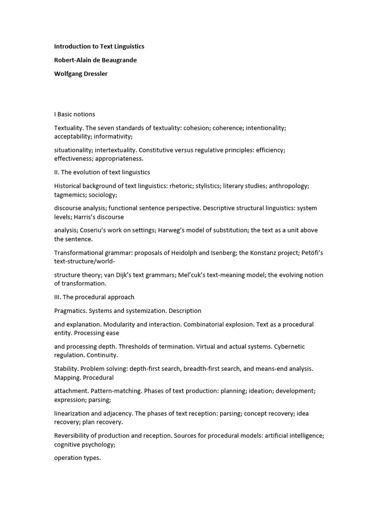 Introduction To Text Linguistics Introduction and Chaper 1 - de ...