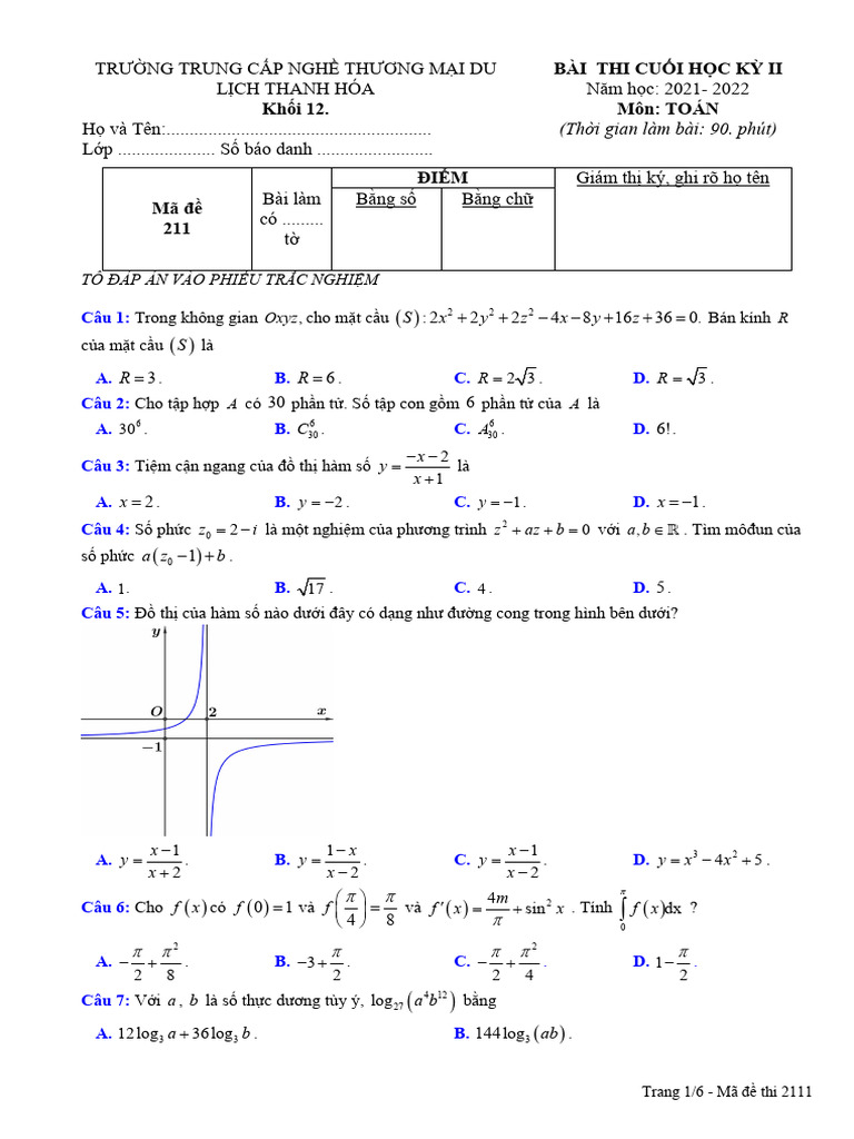 Toán 12 TCNTM | PDF