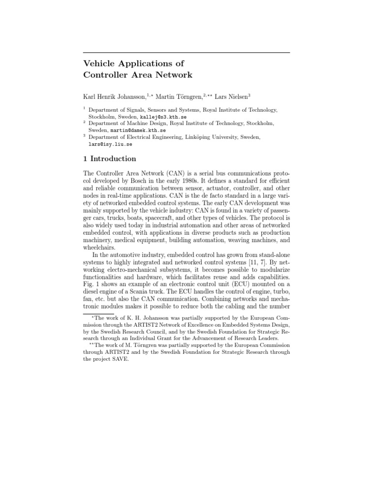 CAN in Vehicle Systems | PDF | Attitude Control | Computer Network