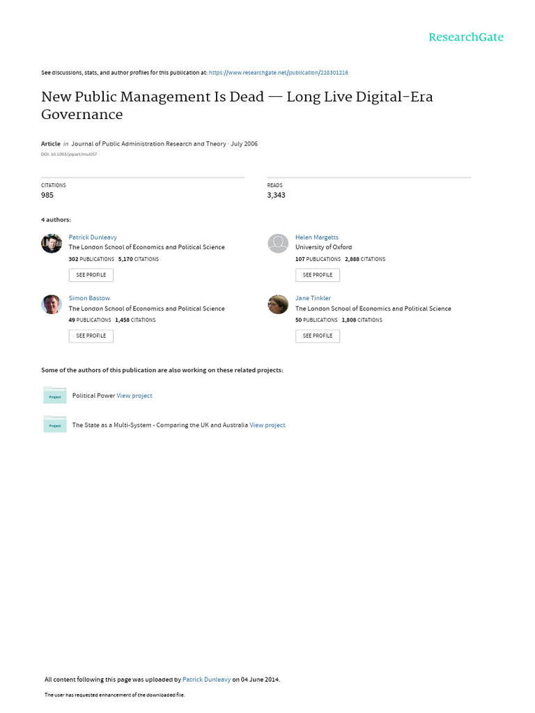 New Public Management Is Dead - Long Live Digital-Era Governance | PDF