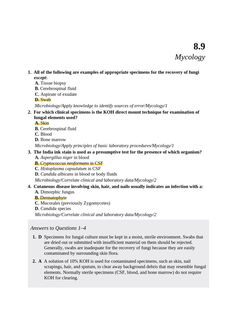 Harr Practice Questions | PDF | Yeast | Fungus