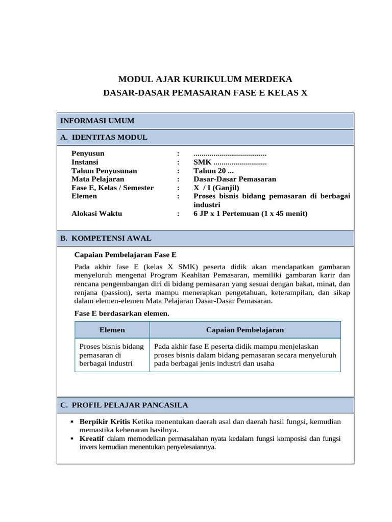 PM Fase E - Modul 1 | PDF | Karier & Perkembangan