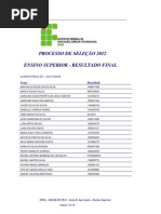 Lista Aprovados Superior 2012