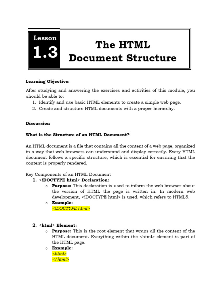 Lesson 1-4 HTML Basic | PDF