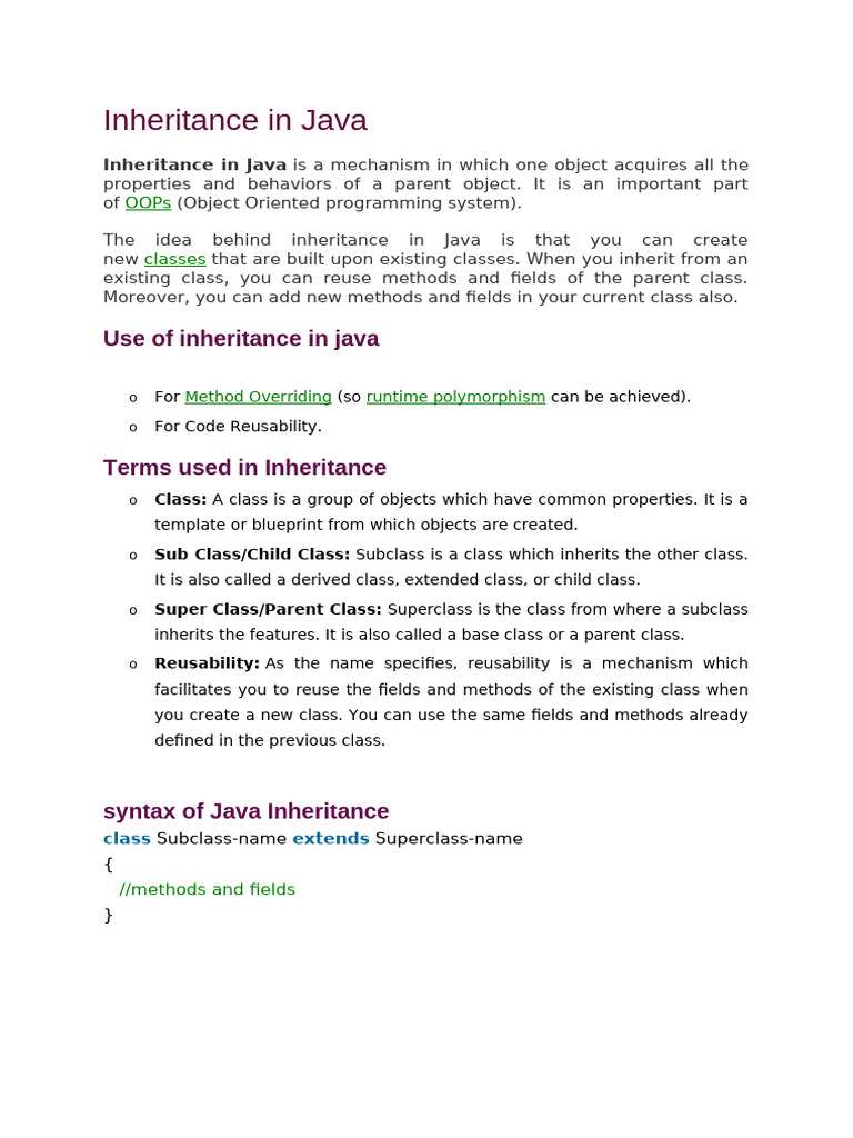 Unit - II Java Oop Concepts and Strings | PDF