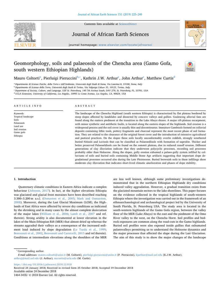 Geomorphology and Soils of Chencha Highlands | PDF | Erosion | Soil