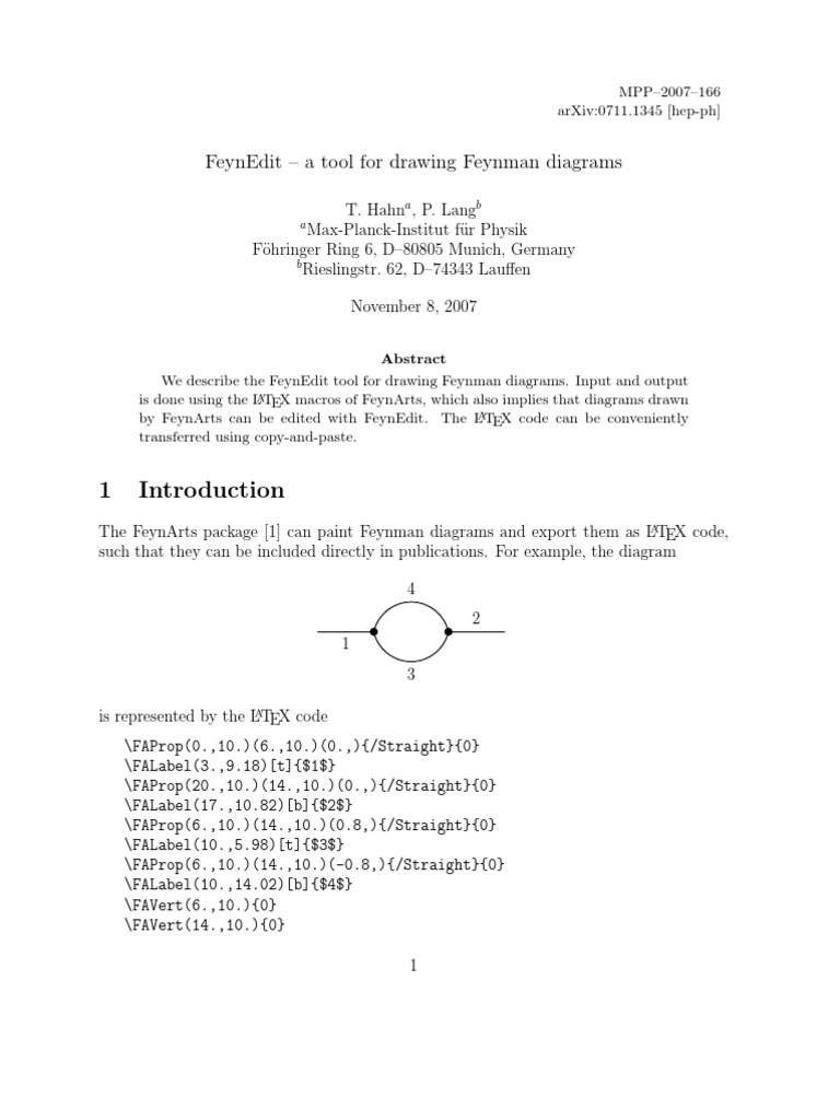 Feynedit - A Tool For Drawing Feynman Diagrams | PDF | Java ...