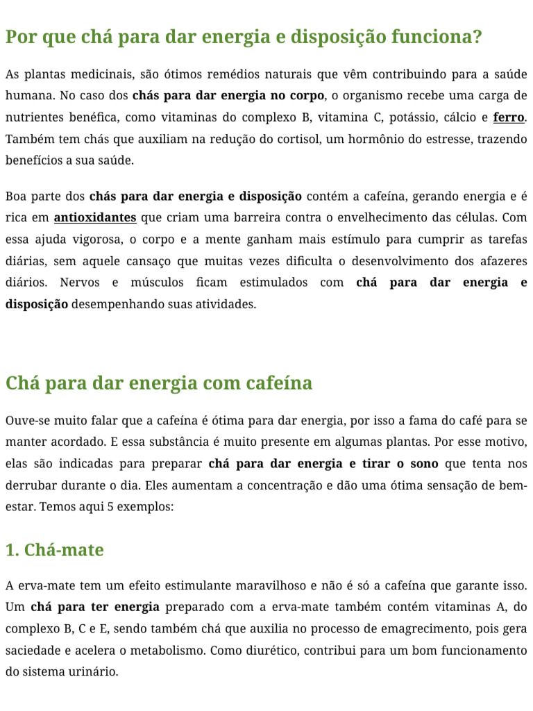 Por Que Chá para Dar Energia e Disposição Funciona | PDF | Chá | Chá verde