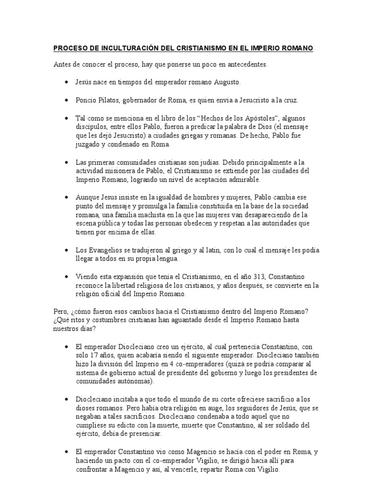 Inculturación del Cristianismo en Roma | PDF | Constantino el grande ...