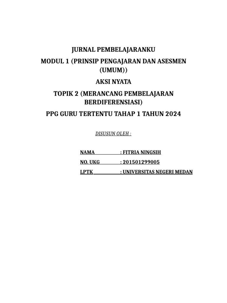 Jurnal Pembelajaranku Modul 1 Topik 2 Merancang Pembelajaran ...