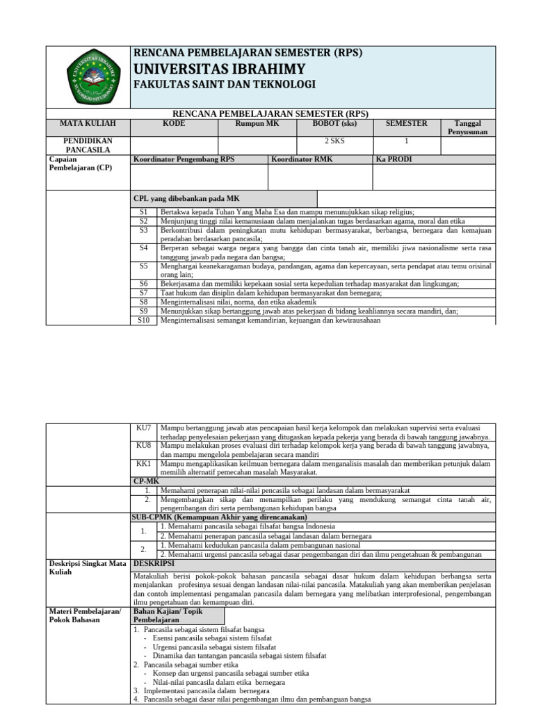 Rps Pancasila | PDF