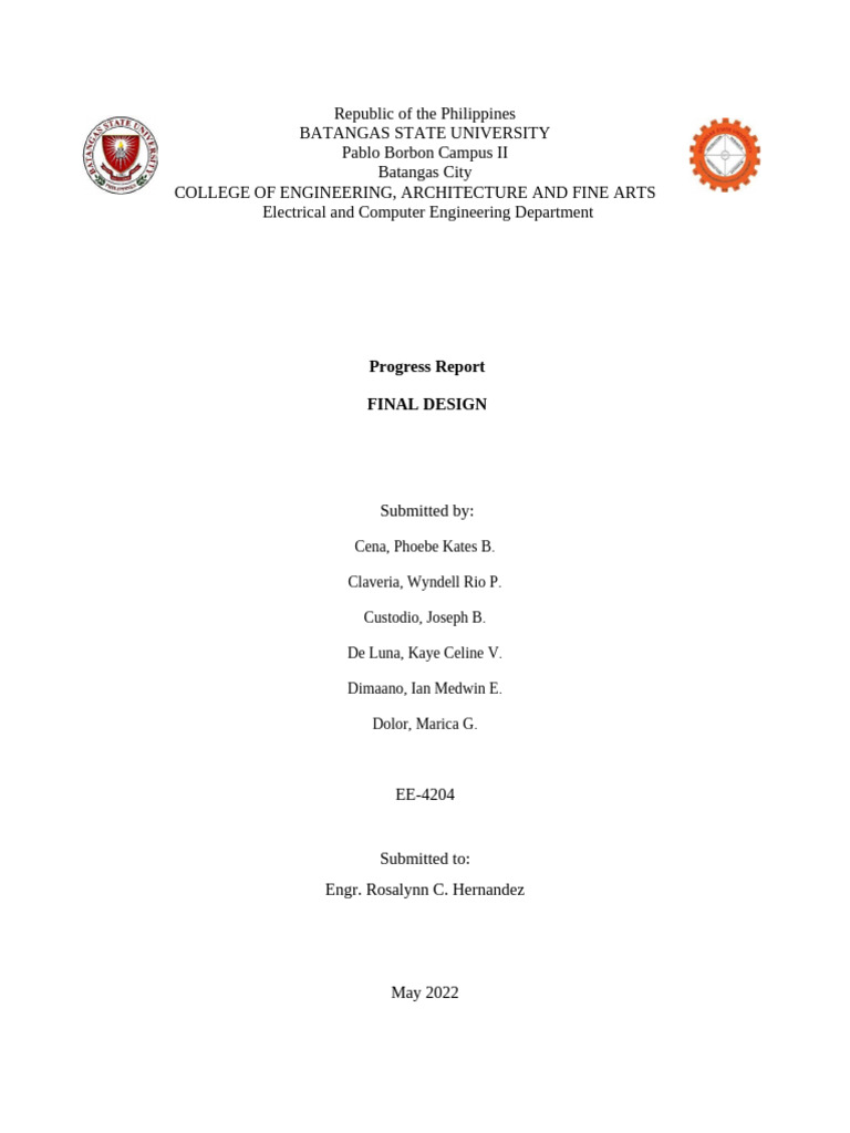 Group 2 - Progress Report (Final Design) | PDF