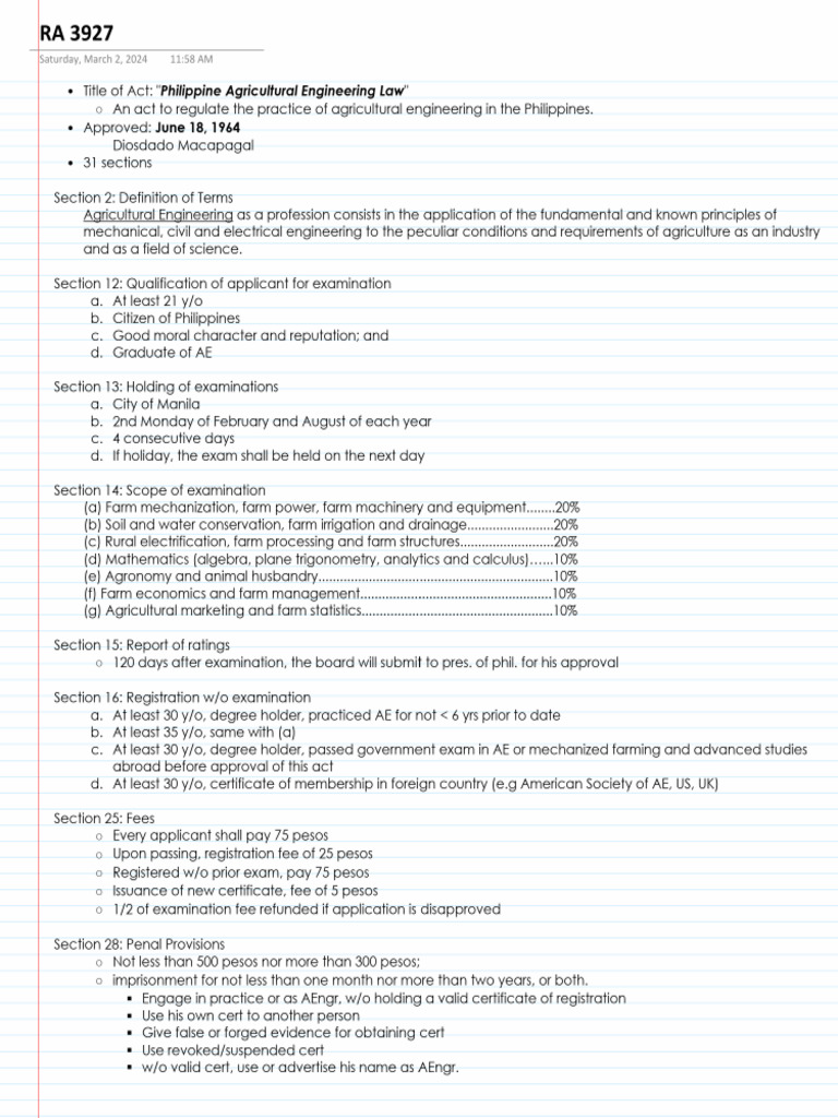 RA 3927 Summary | PDF