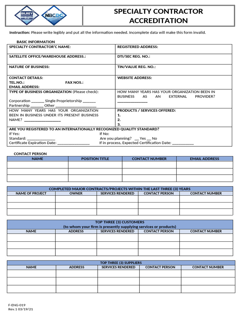 SC Accreditation Form - New | PDF | Loader (Equipment)