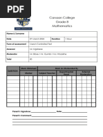 Grade 8 Term 2 Maths Exam 2025 | PDF | Circle | Mathematics