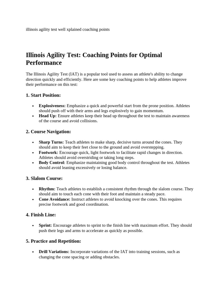 Illinois Agility Test Well Xplained Coaching Points | PDF