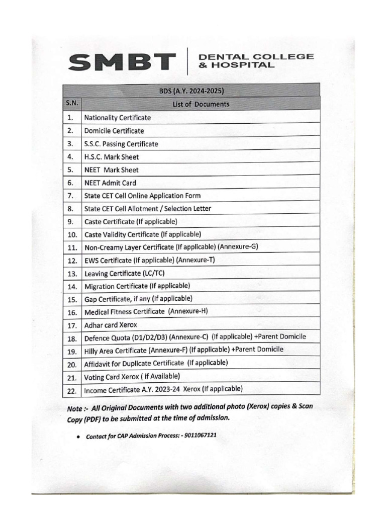 BDS List of Documents - Compressed | PDF