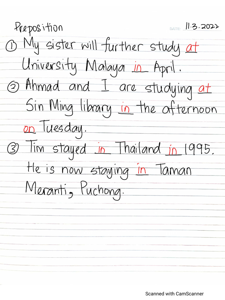 三线 preposition exercise 2 | PDF
