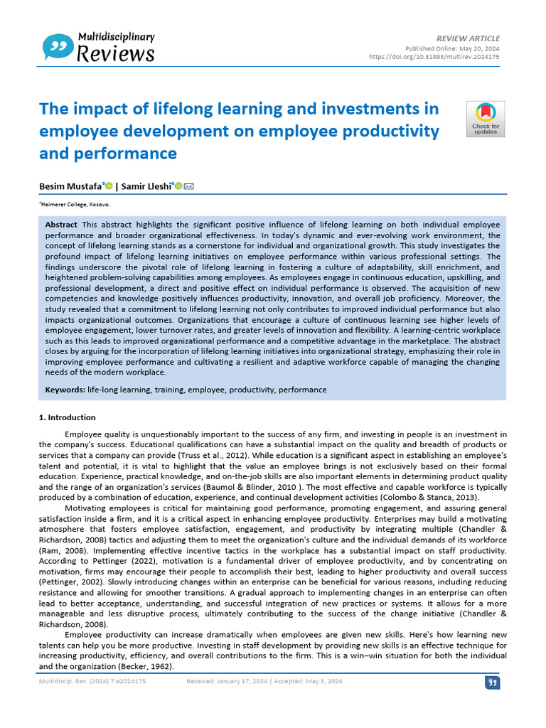 The Impact of Lifelong Learning and Investments in Employee Development ...