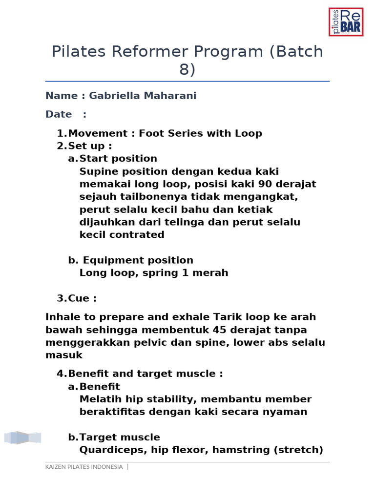 Program Form Foot Series With Loop | PDF
