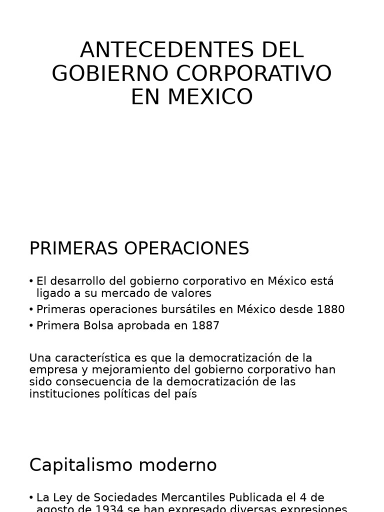 Antecedentes Del Gobierno Corporativo en Mexico | PDF
