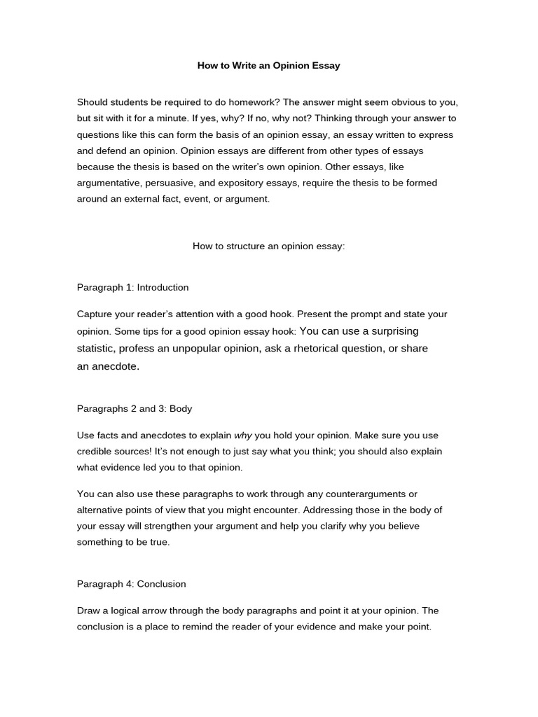 How To Write An Opinion Essay | PDF