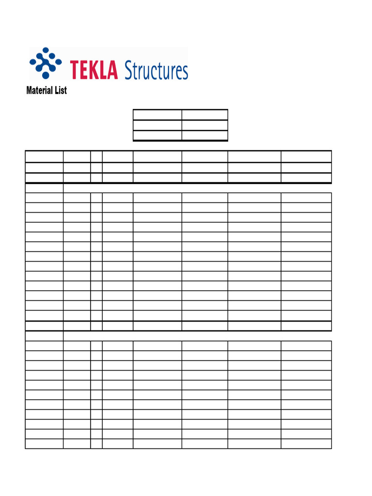 Tekla material list pdf