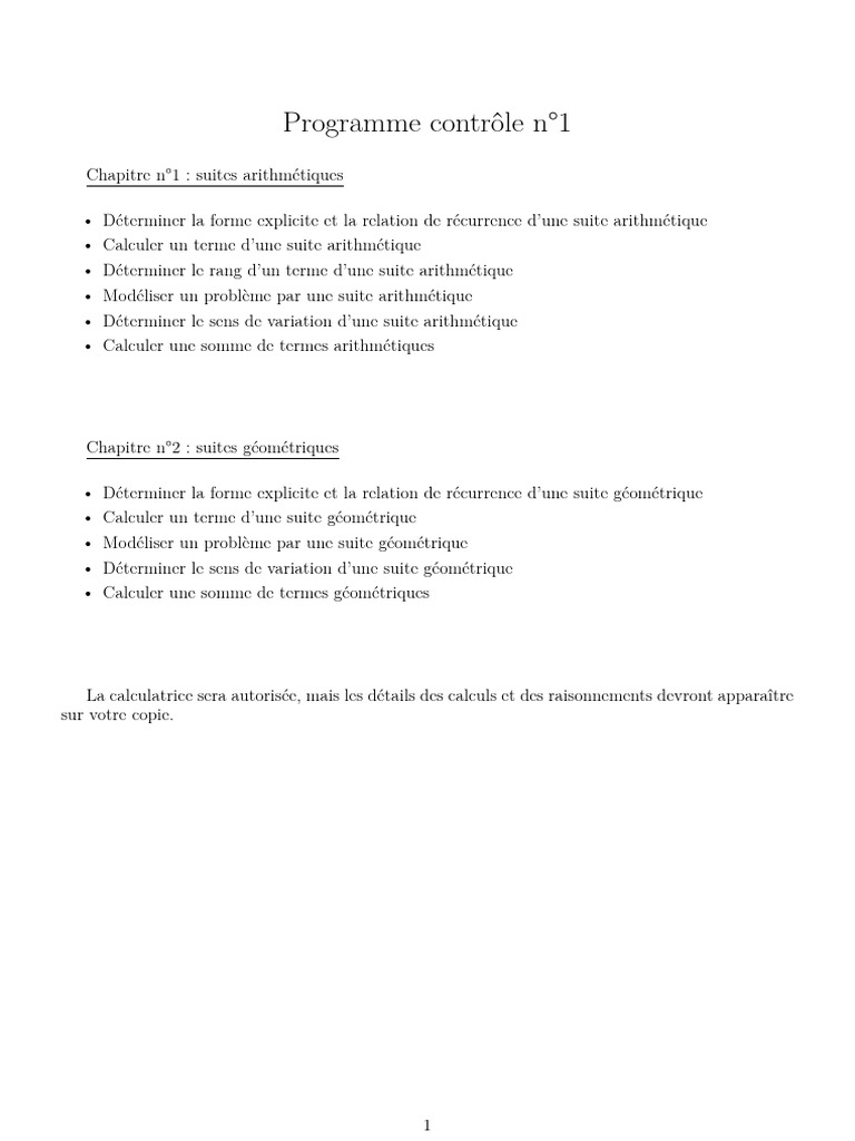 Programme Contrôle N 1 STI2D | PDF