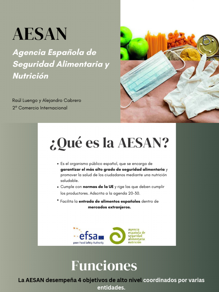 Seguridad Alimentaria en España: AESAN | PDF | Seguridad alimenticia