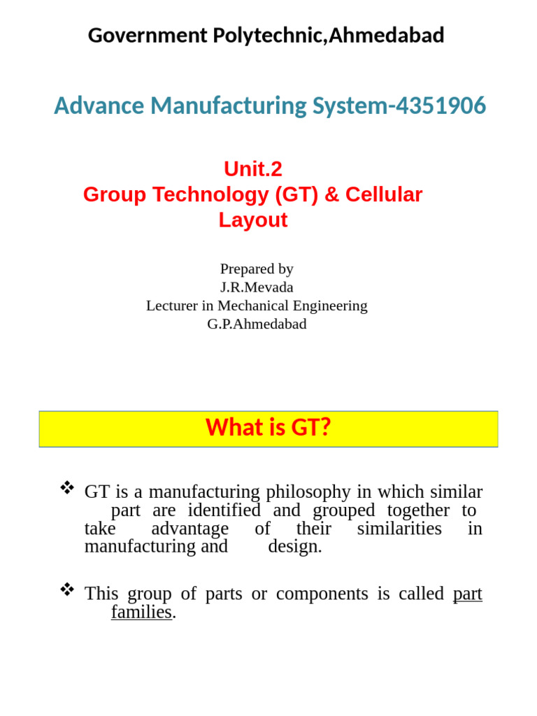Group Technology (GT) & Cellular Layout | PDF | Information | Machining
