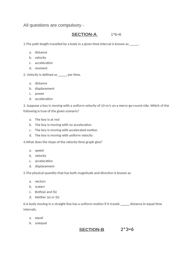 All Questions Are Compulsory - : Section-A | PDF