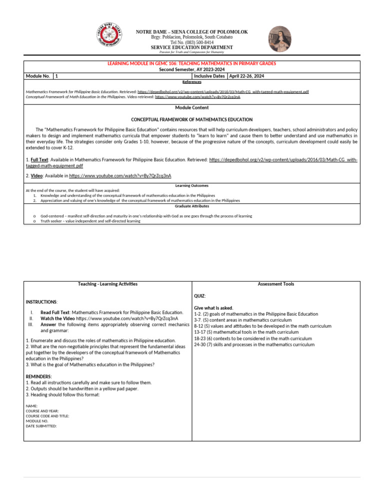 Gemc 106 - Module 1 | PDF