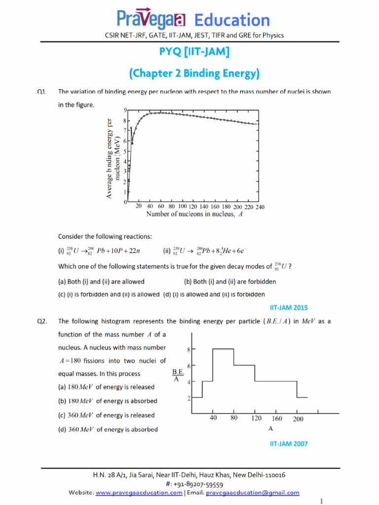 Chapter 2 PYQ Binding Energy | PDF