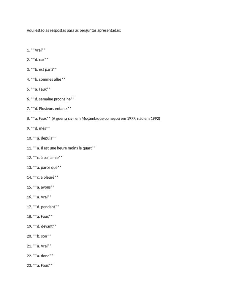 Aqui Estão As Respostas Para As Perguntas Apresentadas Pdf