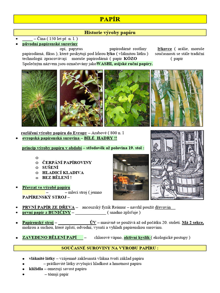 Papir Historie Vyroba | PDF